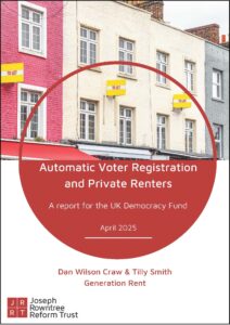 Cover of report: Automatic Voter Registration and Private Renters